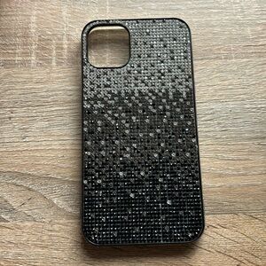 iPhone 11 Pro Max Silver Black Rhinestone Case